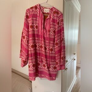 Johanna Ortiz Apurimac Mini Tunic Dress. Size 8. Hot Pink and tan. Worn Once.